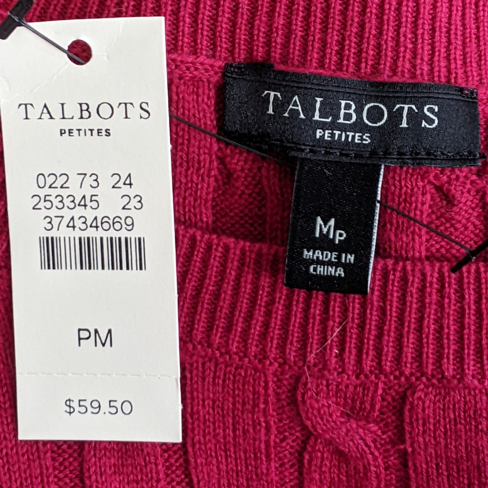 Talbots long sleeve pullover sweater. Med petite. NWT